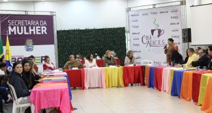 mulher discursa para o público no Chá das Alices