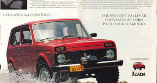 reprodução de uma propaganda do jipe 4x4 Niva, da Lada