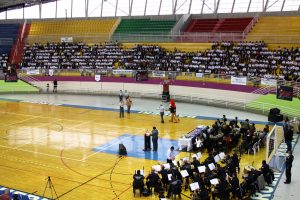 vista geral do Ginásio Poliesportivo José Correa durante formatura do Proerd