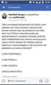 captura de tela do perfil falso