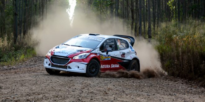 Peugeot 208 Maxi RAlly fazendo uma curva e deixando uma nuvem de poeira para trás