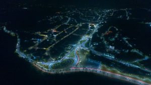 vista aérea noturna de Santana de Parnaíba com a iluminação pública de LED bem visível nas ruas