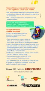 verso do folheto da CCR sobre a importância do cinto de segurança