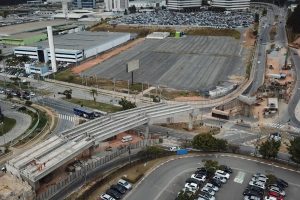 vista aérea das obras do viaduto do Araguaia