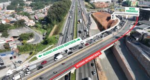 Obras nas marginais da Castello Branco alteram circulação de pedestres no Viaduto Ottone Rusalen, em Barueri